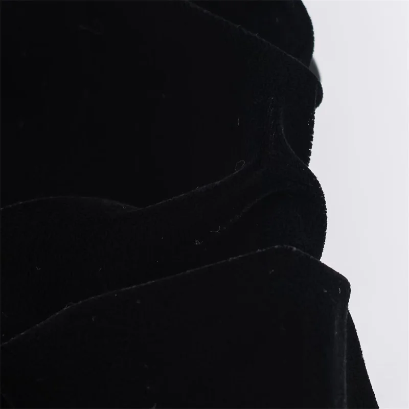 Robe longue noire en velours pour femmes, manches courtes, col asymétrique, élégante et élégante, nouvelle collection hiver 2025