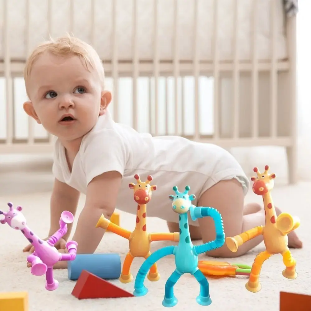 

Telescopic Light-Up Giraffe Toy Suction Cup Stretchable Stretchable Giraffe Toy Light-Up DIY Giraffe Pop Tubes Educational Play