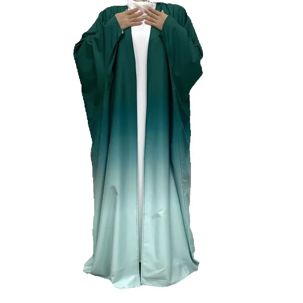 Ramadan femmes musulmanes ouvert Abaya dégradé couleur Kimono Cardigan dubaï turquie caftan vêtements islamiques robe Marocain Eid Jalabiya