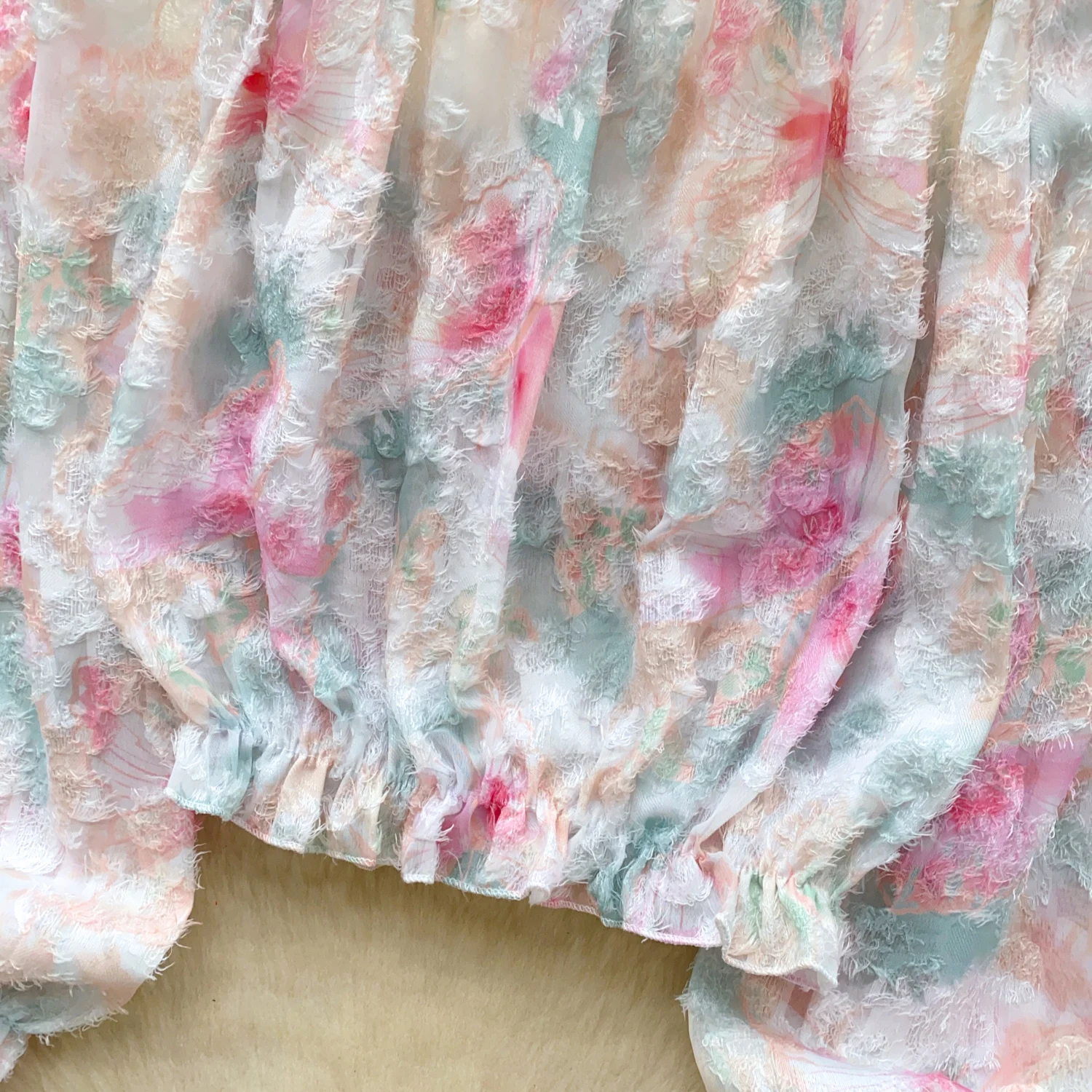 Chic Long Sleeve slash neck sweet Blouse Korean Fashion Pleated Crop Top Sexy Shirt Hotsweet Spring Women Clothes