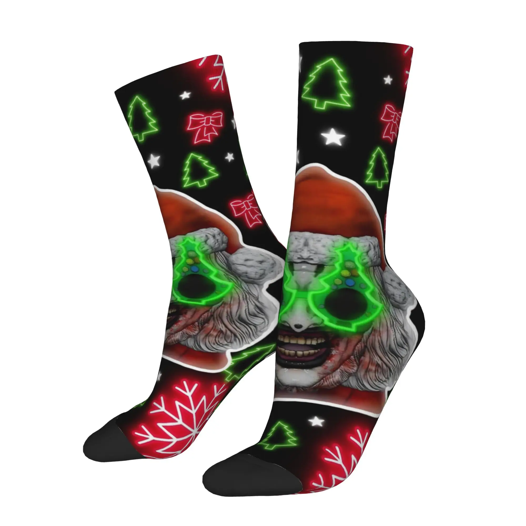 Terrifier Christmas Socks Men's Women's Polyester Horror Movie Socks Crazy Spring Summer Autumn Winter Middle Tube Socks Gifts