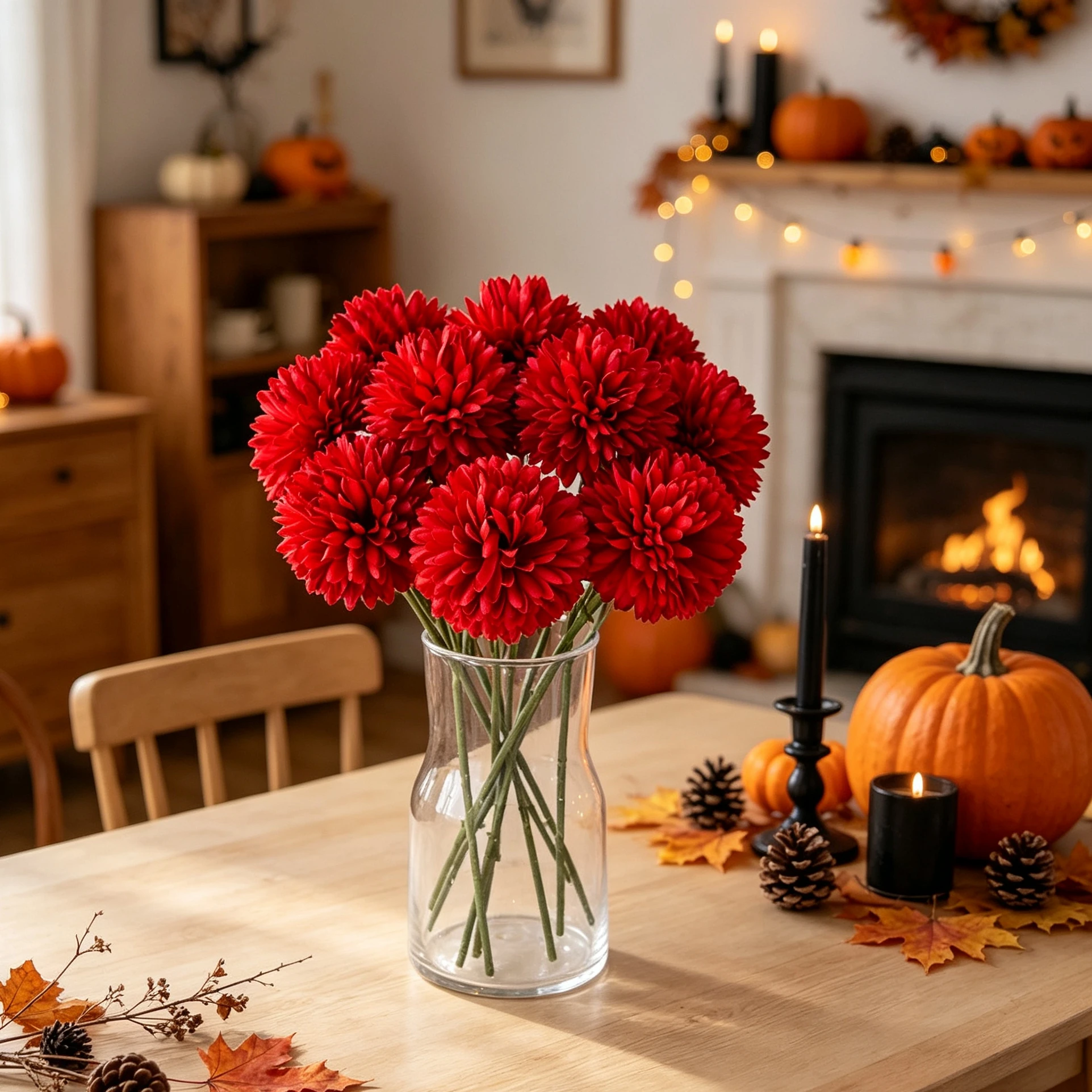 10 Stück Künstliche Blumen aus Seide, Löwenzahn, Hortensie, für Zuhause, Tischdekoration, Halloween, Herbst, Deko-Kranz, Hochzeitsstrauß, Brautfest – Detail 2