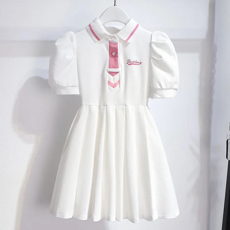 Versione coreana nuovo 2024 il vestito per bambini piccolo profumo della ragazza dolce vestito a pieghe vestito da principessa per bambini di grandi