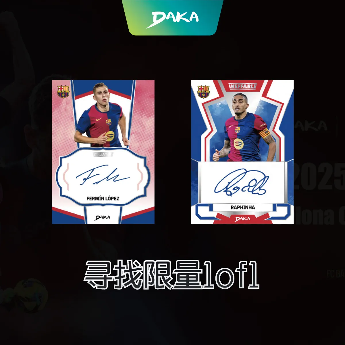 DAKA 2024-25 Season Barcelona Club Official Football Star Gavi Yamal Messi Rivaldo Ronaldo Signature Card Fan Gifts