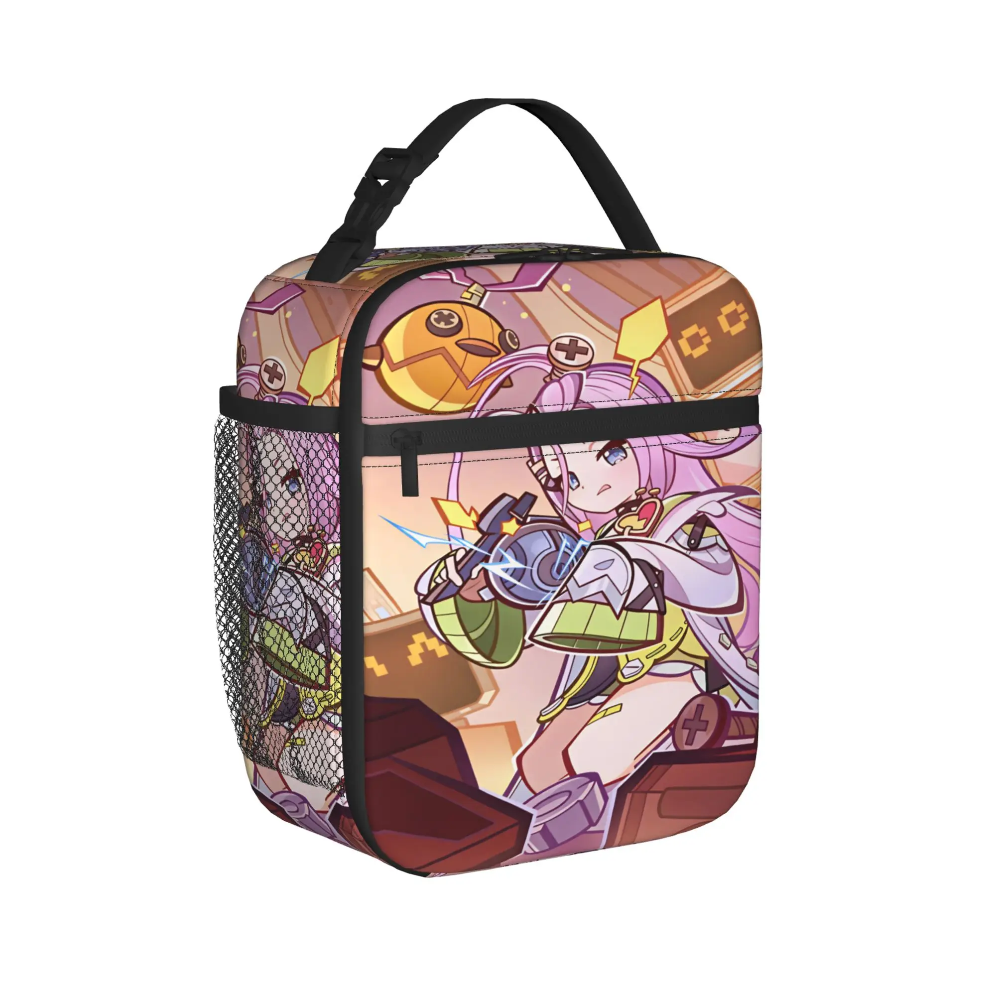 Genshin Impact Lunch Bag Game Character Cute Lunch Box For Men Travel Portable Zipper Cooler Bag Oxford Thermal Lunch Bags