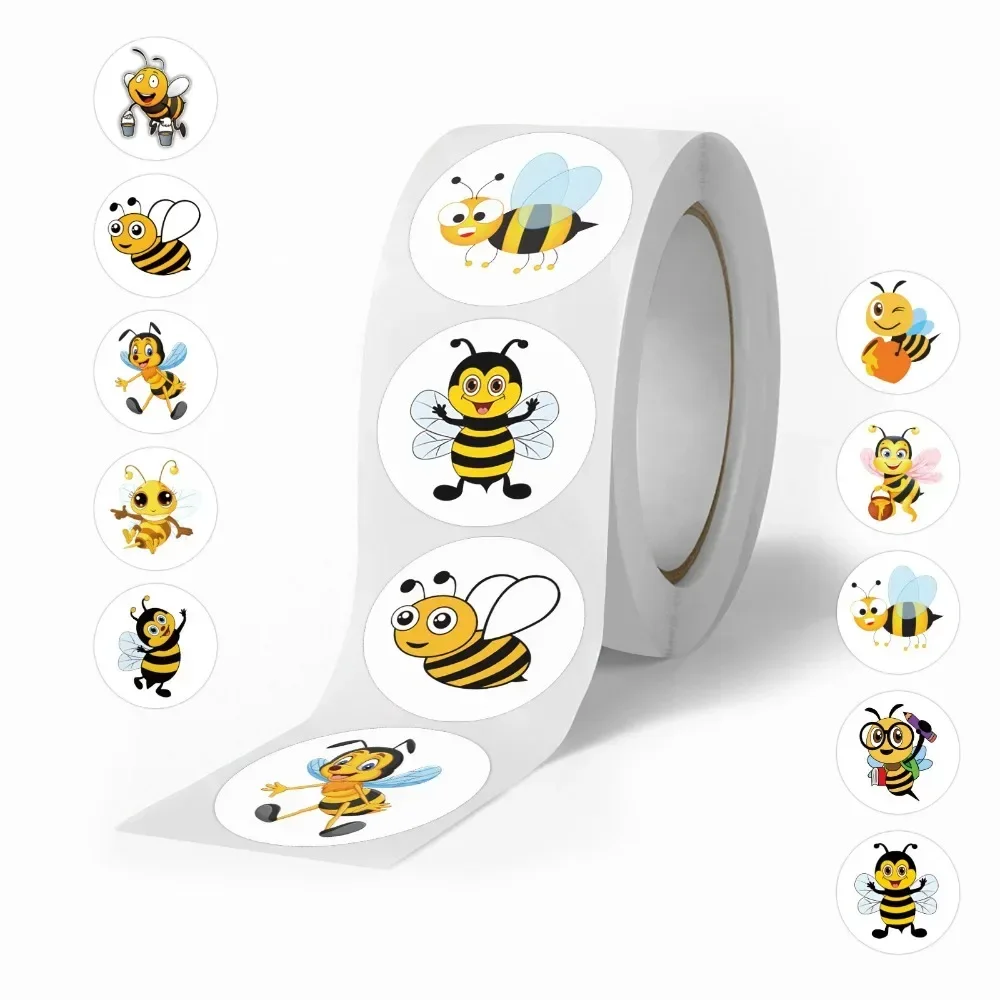 500pcs Cartoon Little Bee PVC Sticker Aesthetic Children's Laptop Decoration Scrapbooking Stationery School Reward Supplies Toys