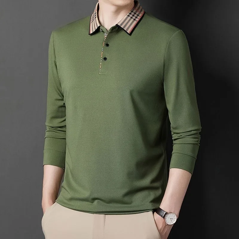 

Men's Long-sleeved Middle-aged Spring Autumn New Lapel T-shirt T-shirt Polo Top