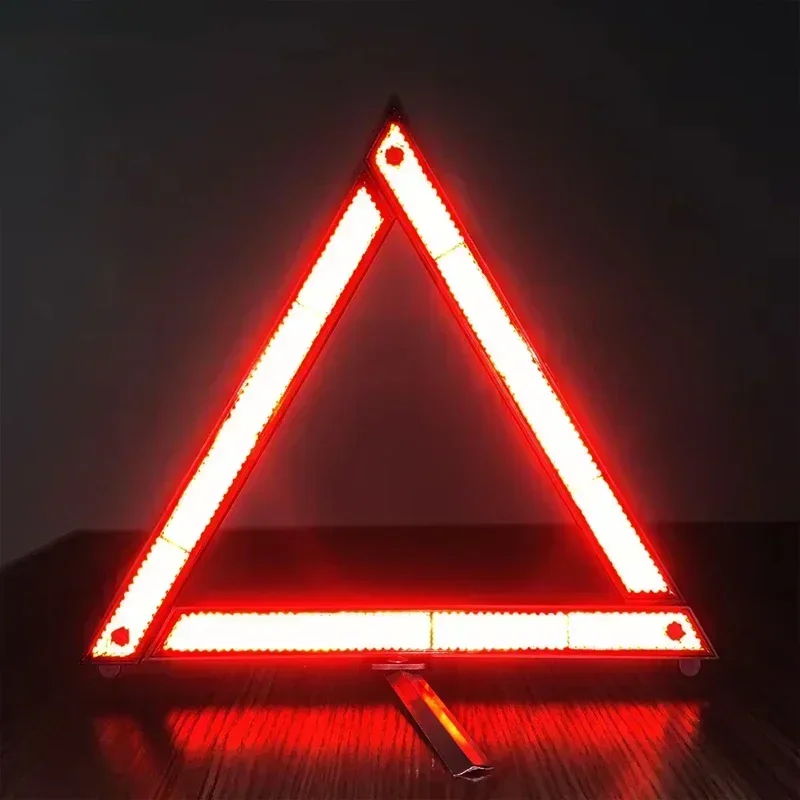 Car Tripod Folded Stop Sign Reflector Car Emergency Breakdown Warning Tool Triangle Red Reflective Safety Hazard Car Accessories