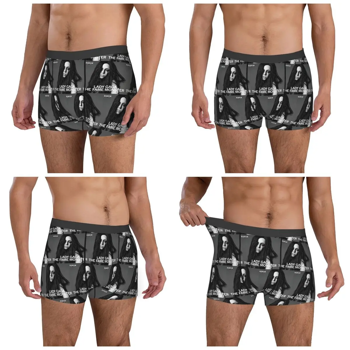 Boxer Underpants Shorts Lady Gaga,The Fame Monster Panties Male Breathable Underwear for Homme Man Boyfriend Gifts