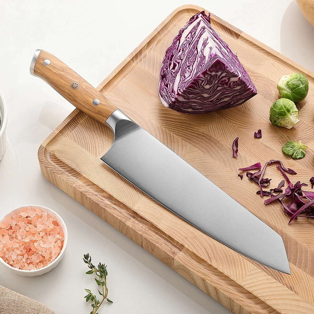 XINZUO German 1.4116 Stainless Steel Bunka Knife 8.3 Inches Slicing Knife Meat Cleaver Core Hardness 56-58HRC Kitchen Tool