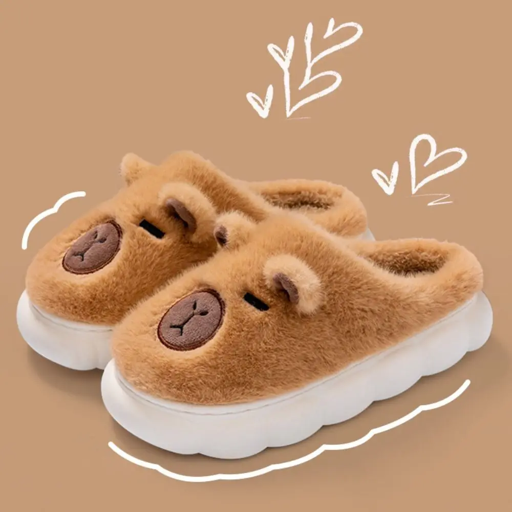 Houseshoes الشتاء كابيبارا نعال قماش لينة رشاقته الدافئة الكرتون فروي النعال لطيف المضادة للانزلاق دفئا المنزل أحذية قطنية الهدايا