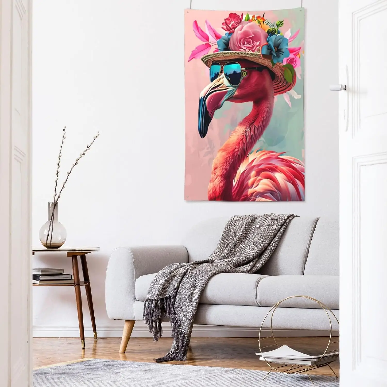 Funny Flamingo Banner Four Holes Flag Garden Flags Print Tapestry Indoor Outdoor Decoration 2x3 Ft kkz