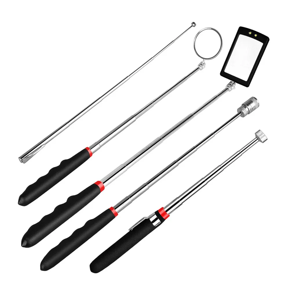 

5pcs Magnetic Pick-up Tool 360 Degree Rotation Telescoping Flexible Lamp Suction Rod Pickup Set Magnetic Grab Tools