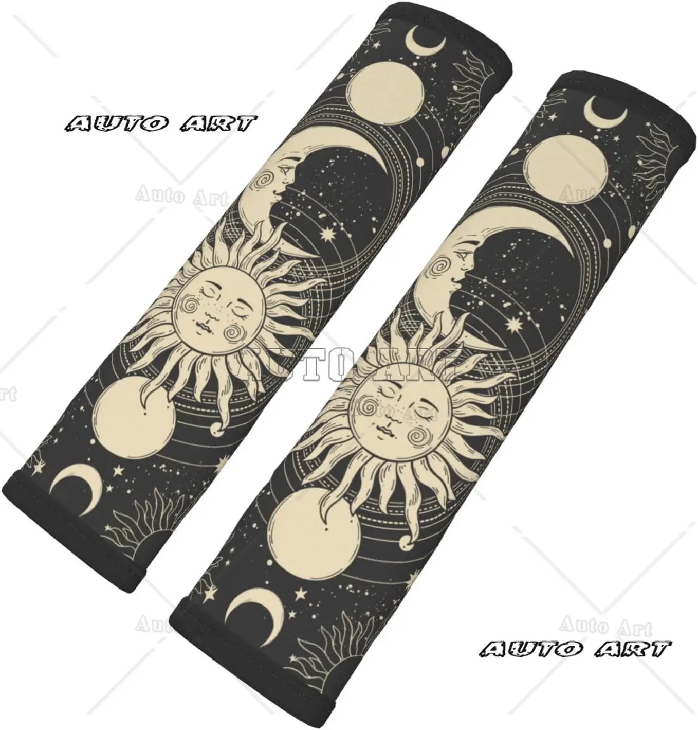 Vintage Sun Moon Stars 2PCS Car Seat Belt Cover Seatbelt Shoulder Protection Cushion Comfortable Strap To Protect