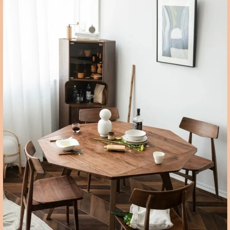 Octagonal dining table simple cherry wood