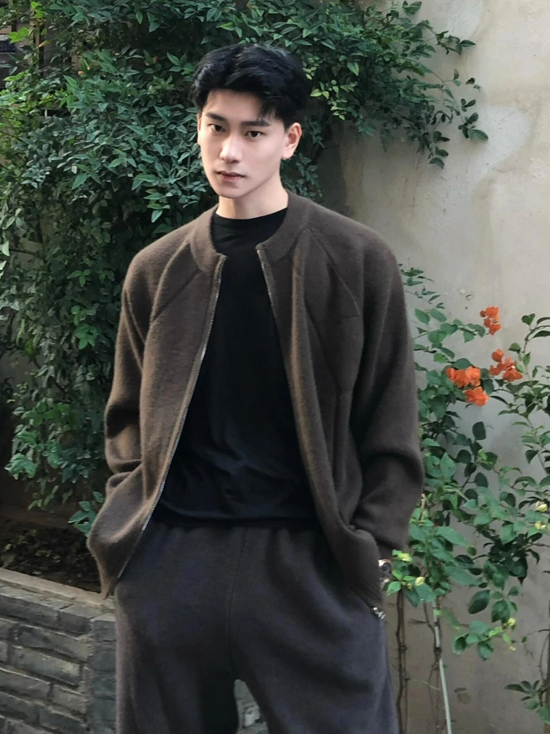 

Caramel Polar Fce Open Cardigan Sweater Men's Winter Loose Soft Heavy Knitwear Jaet Zipper Closure Comfortable Warmth