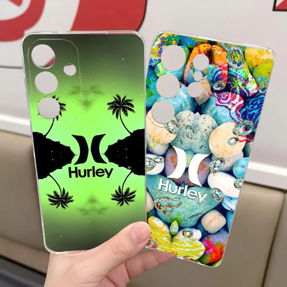 Brand H-Hurley-YES Phone Case For Samsung S26 S25 S24 S23 S22 Ultra Plus FE A55 15 16 4G 5G Shockpoof Transparent Cover
