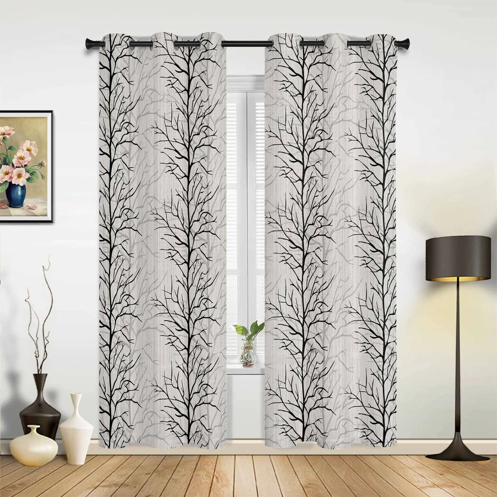 Tree Branch Window Curtains for Living Room Luxury Bedroom Curtains Coffee Dining Room Drapes