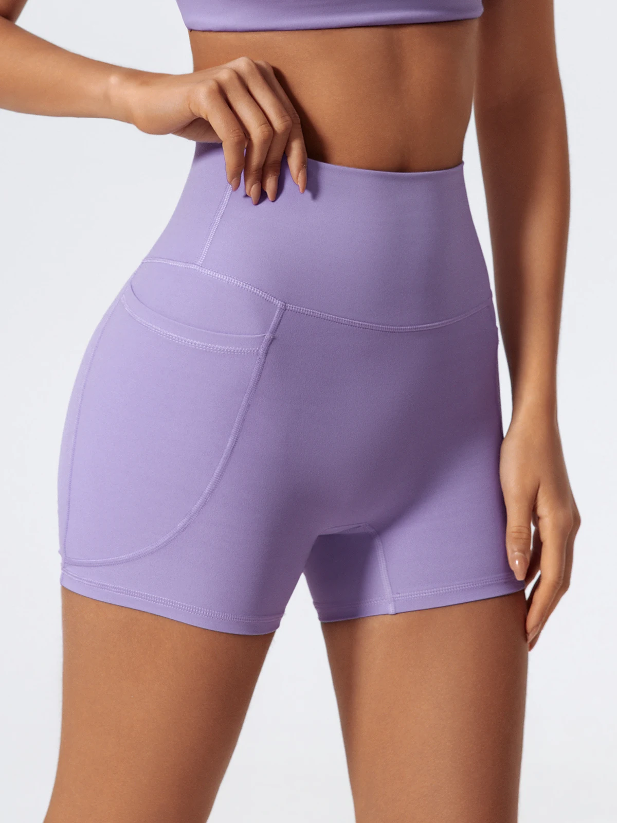 Hearuisavy Taschen Workout Gym Legging Frauen Radfahren Shorts Quick-Dry Yoga Kleidung Atmungsaktiv Hohe Taille Sport Shorts Weibliche – Detail 12
