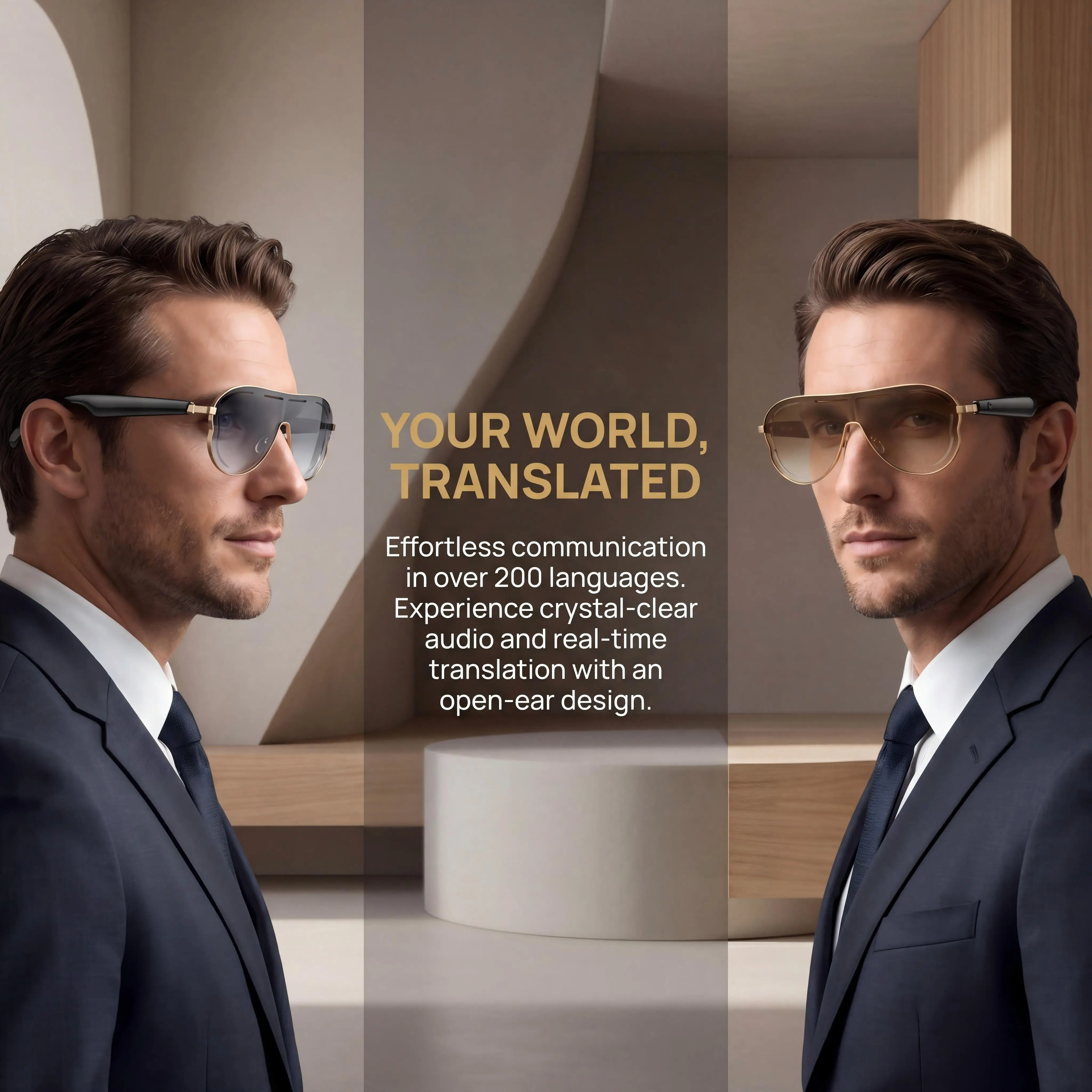 

2026 New AI Glasses Bluetooth Call Voice Translation Waterproof Bluetooth AI Glasses Sunglasses Global Traver Must-Have