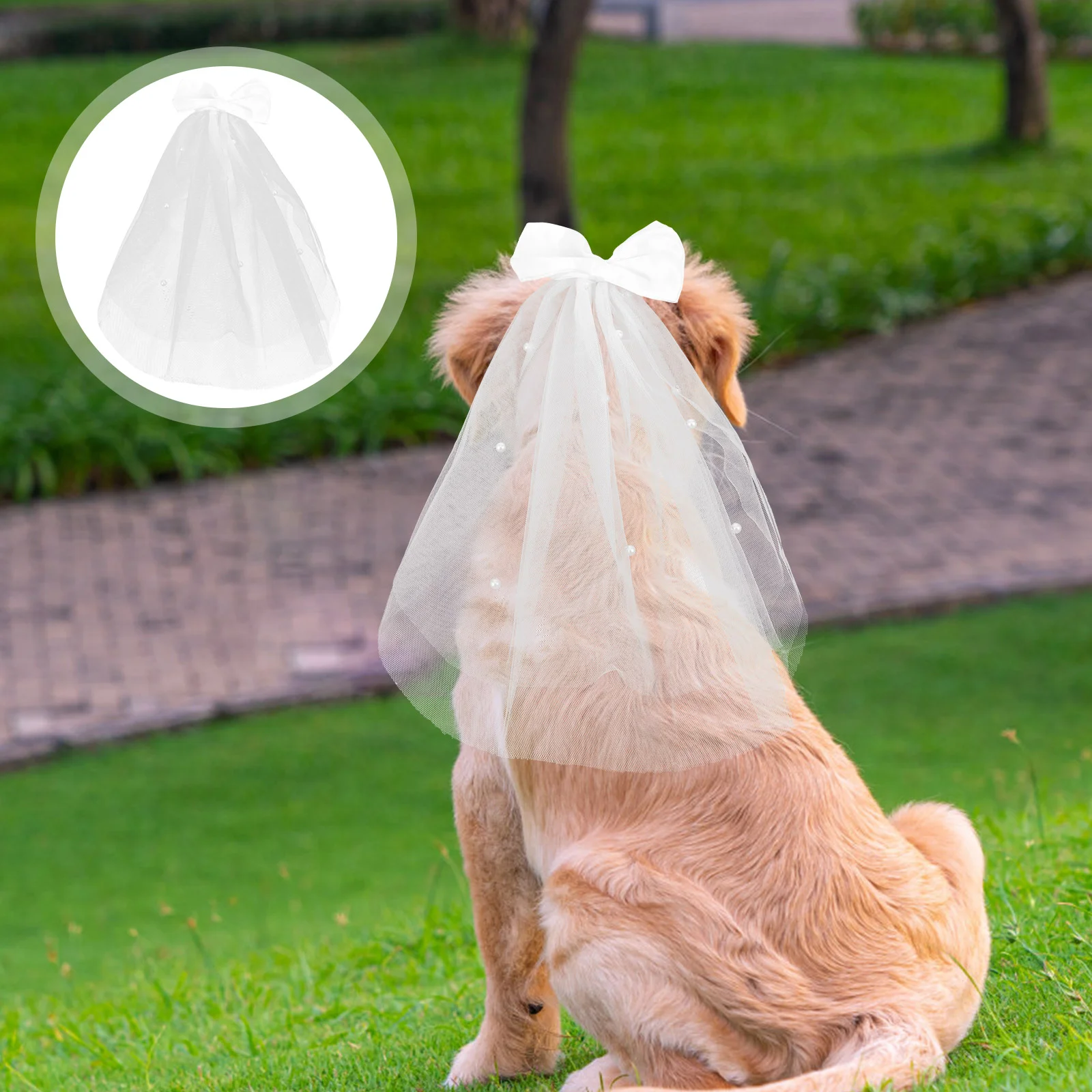 Pet Veil Pearl Accessories Bridal Dog Decorative Wedding Bride Yarn Pets Costume Headdress