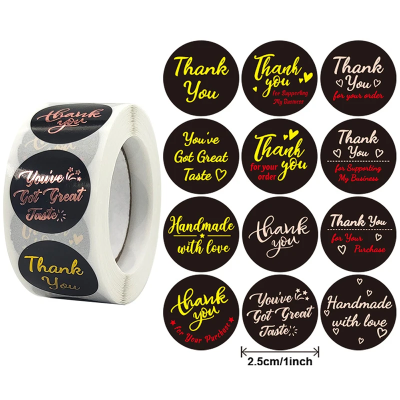 500pcs Round Labels Kraft Paper Thank You Sticker Dragees Candy Bag Flower Gift Box Cake Boxes And Packaging Wedding Stickers