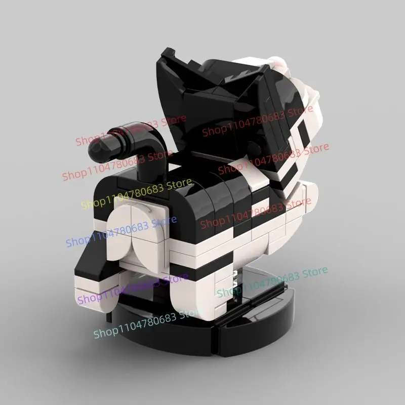 MOC Building Blocks Kawaii Cow Cat Assembly Model Figurine Anime Cartoon Desktop Decor Toy Holiday Gift Hobby Collectible