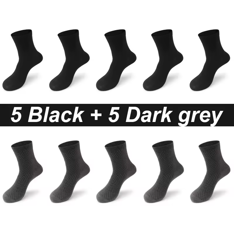 10Pairs/Lot Men's Bamboo Fiber Socks Long Black Business Soft Breathable New High Quality  Autumn for Male Socks Plus Size 39-48 - Image 14