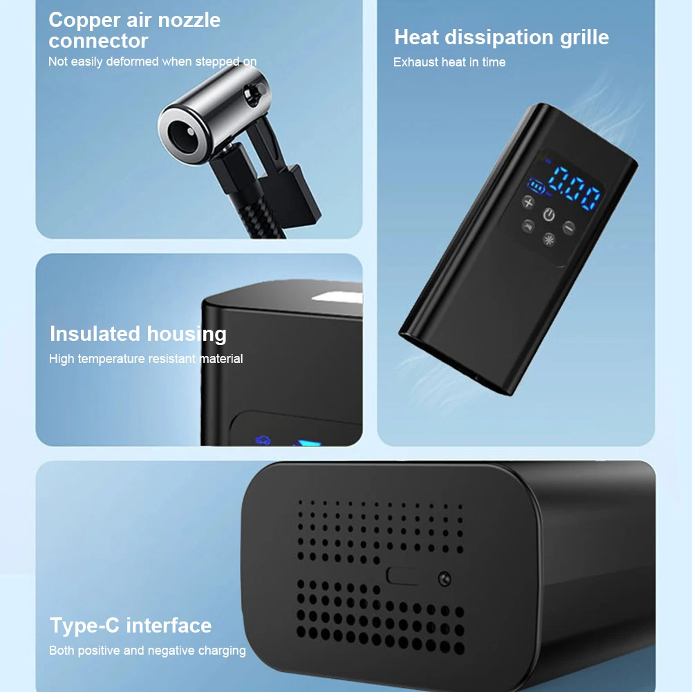 Wireless/Wired Electric Tire Inflator 150PSI Car Tire Inflatable Pump LCD Digital Display Electric Air Compressor with LED Light