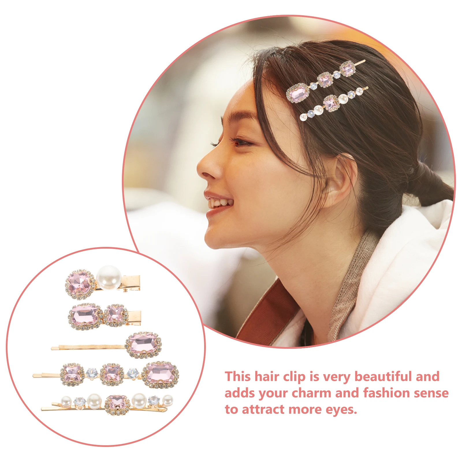 

5Pcs Rhinestone Hair Clips Women Metal Hairpins Set for Hair Accessories Party Wedding Styling Metal Hairpin