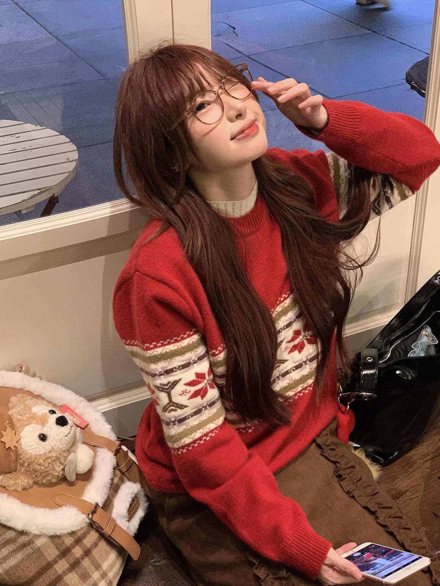 

Красный вязаный свитер Cisas для женщин, новинка ранней весны 2026 года, элегантный, высококачественный, для ношения как под одежду, так и поверх нее, свободного кроя, с длинными рукавами и круглым вырезом.