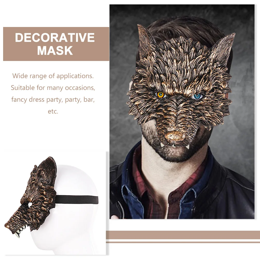 Maschera di lupo Puntelli Viso spaventoso Maschere per adulti di Halloween Uomo Mezza decorazioni maschili Costume in maschera facciale