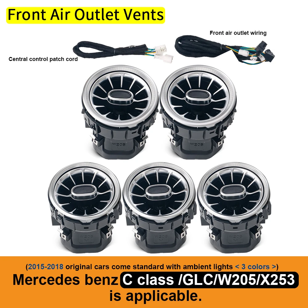 Für Benz W205 C-Klasse GLC X253 W213 E W222 S C117/GLA X156/W176 W177 C118 Turbinendüsen-Luftauslass mit Ambientelicht Auto-Nachrüstsatz