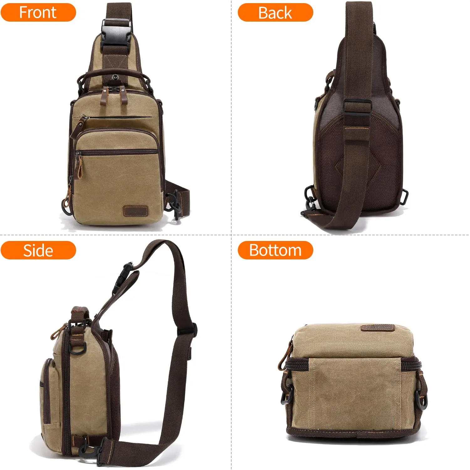 Nerlion Sling Rucksack Brust Schulter tasche für Männer gewachste Canvas Umhängetasche wasserfeste Umhängetasche Casual Daypack