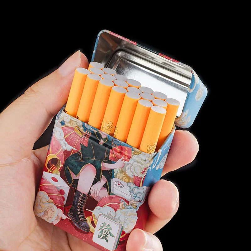 Metal Cigarette Box Hand-rolled Cigarette Case 20 pieces of Loose Soft Pack Cigarette Tobacco Box Set