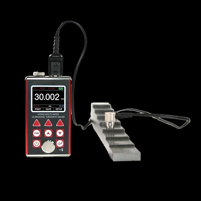 Ultrasonic Thickness Gauge Multi-mode 0.65-600mm( P-E) 3-100mm (E-E) with Memory Optional Bluetooth Thermal Printer