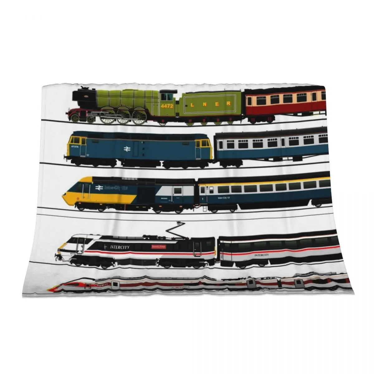 

British Locomotives Throw Blanket Travel Thermal Decorative Sofas Blankets