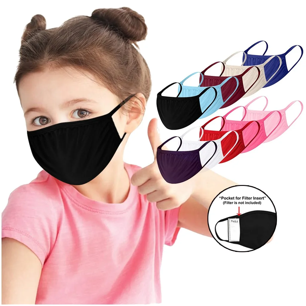 Odorless And Irritation-Free Comfortable Mask Kids Solid Color Replaceable Filters Reusable Breathable Protective Cotton Mask