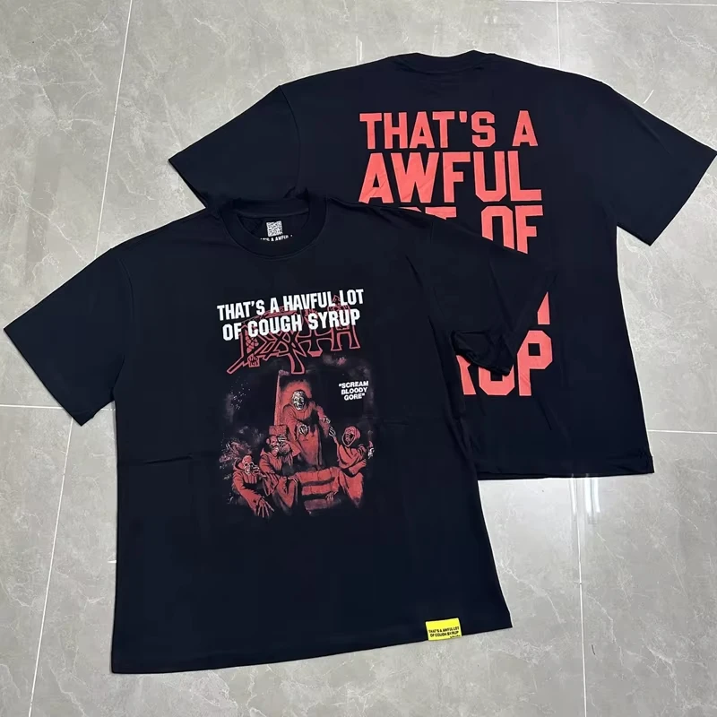 الشارع الشهير هذا مجموعة رهيبة من شراب السعال قصيرة الأكمام قميص الرجال الرجعية الهيب هوب نمط شعار مطبوعة COUGH SYRUP تي شيرت #1