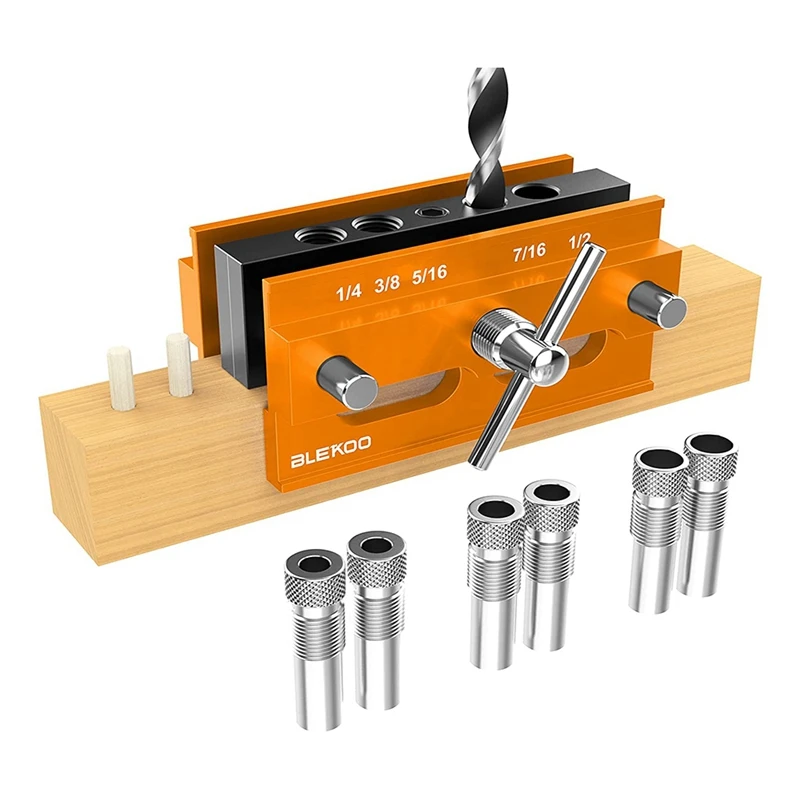 

Self Centering Doweling Jig Kit, Drill Jig For Joiner Set, Adjustable Width Drilling Guide Power Tool Accessory