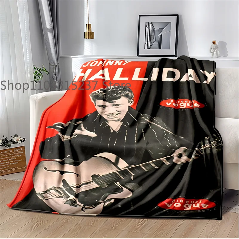 

JJ-Johnny H-Hallyday Music Logo Blankets,Soft Warm Throw Blanket,for Bathroom Bedroom Living Room Sofa Bed Car,brithday Gift