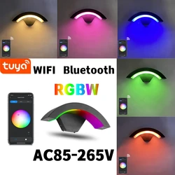 9W RGBW Smart Outdoor Wall Lamp Tuya Wifi Bluetooth App Dimmable IP65 Lighting 18W White Warm Home Street Porch LED Lights