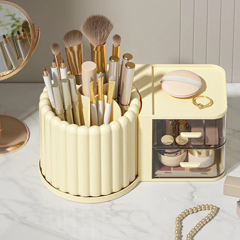

Rotating Brush Holder Compartment Pen Organizer For Desk Storage Box Makeup Supplies Multi-Function Pencil Holder