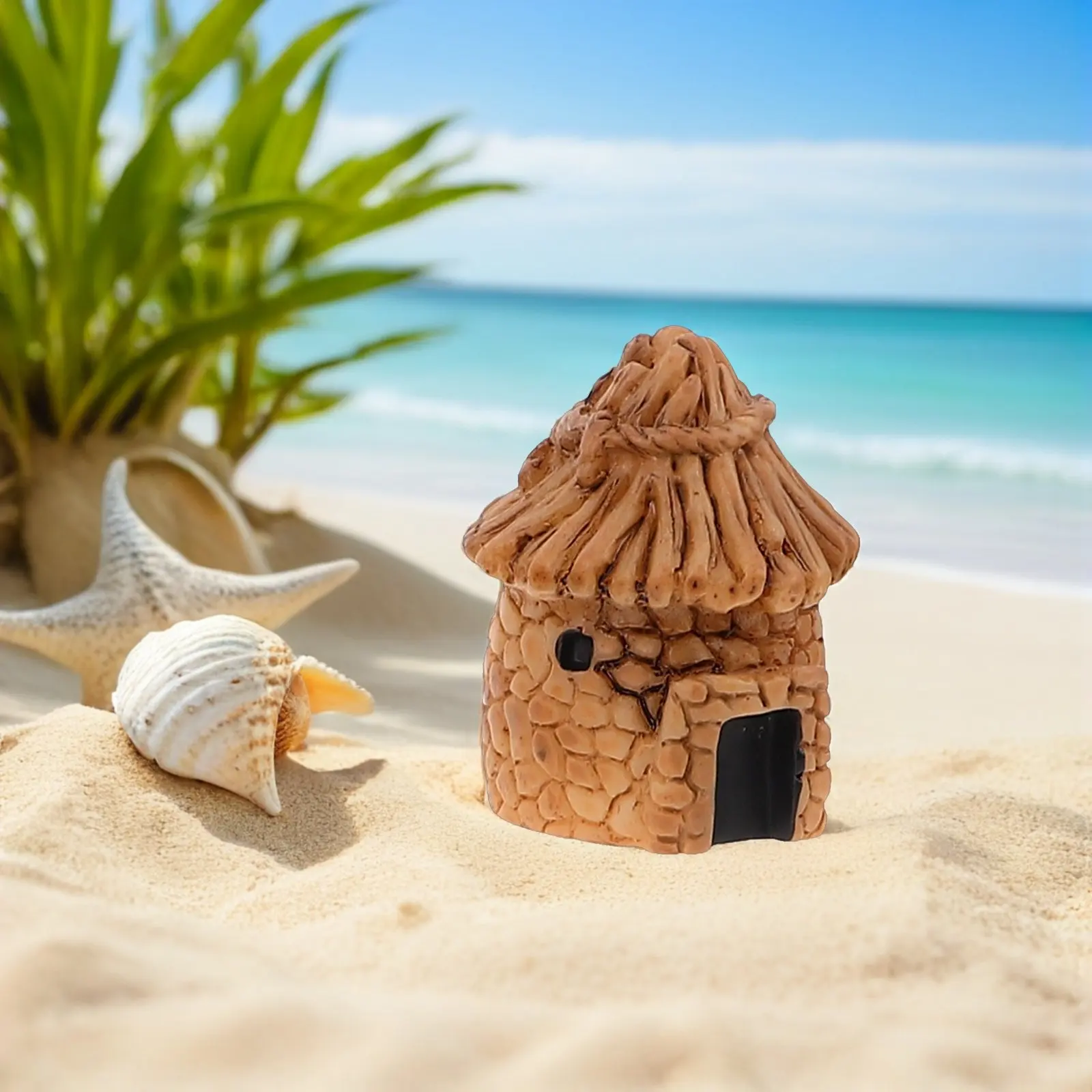 10Pcs Miniature Resin Cottage House Vintage Thatched Roof for Mini Scene Garden Terrarium Fairy Landscape Desktop Decoration