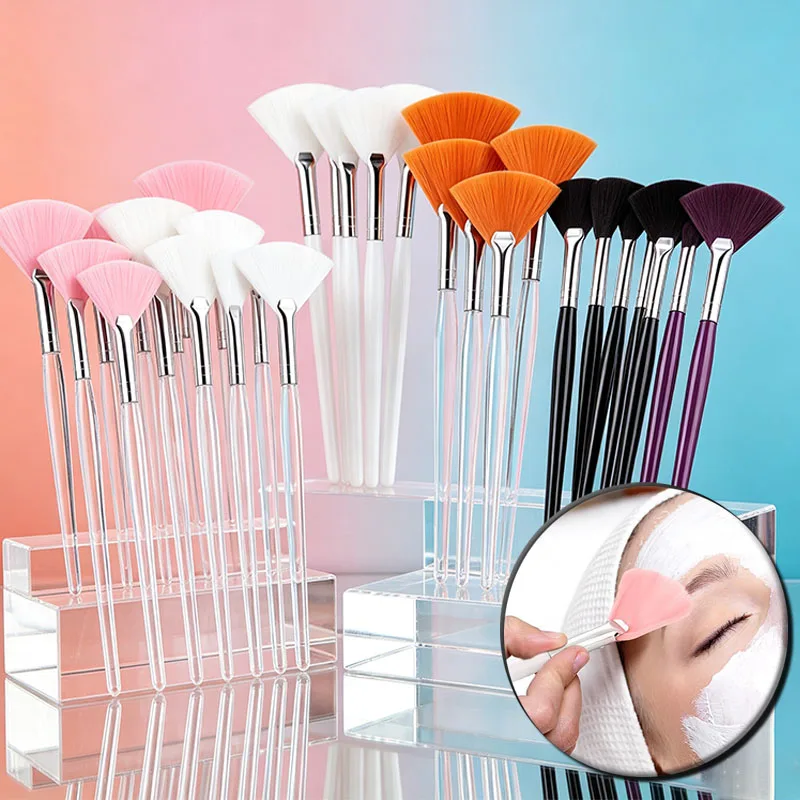 20/50PCS Portable Soft Fan Facial Mask Brush Applicator Esthetician Essential Oil Brush For Women Girls Beauty Cosmetic Tools