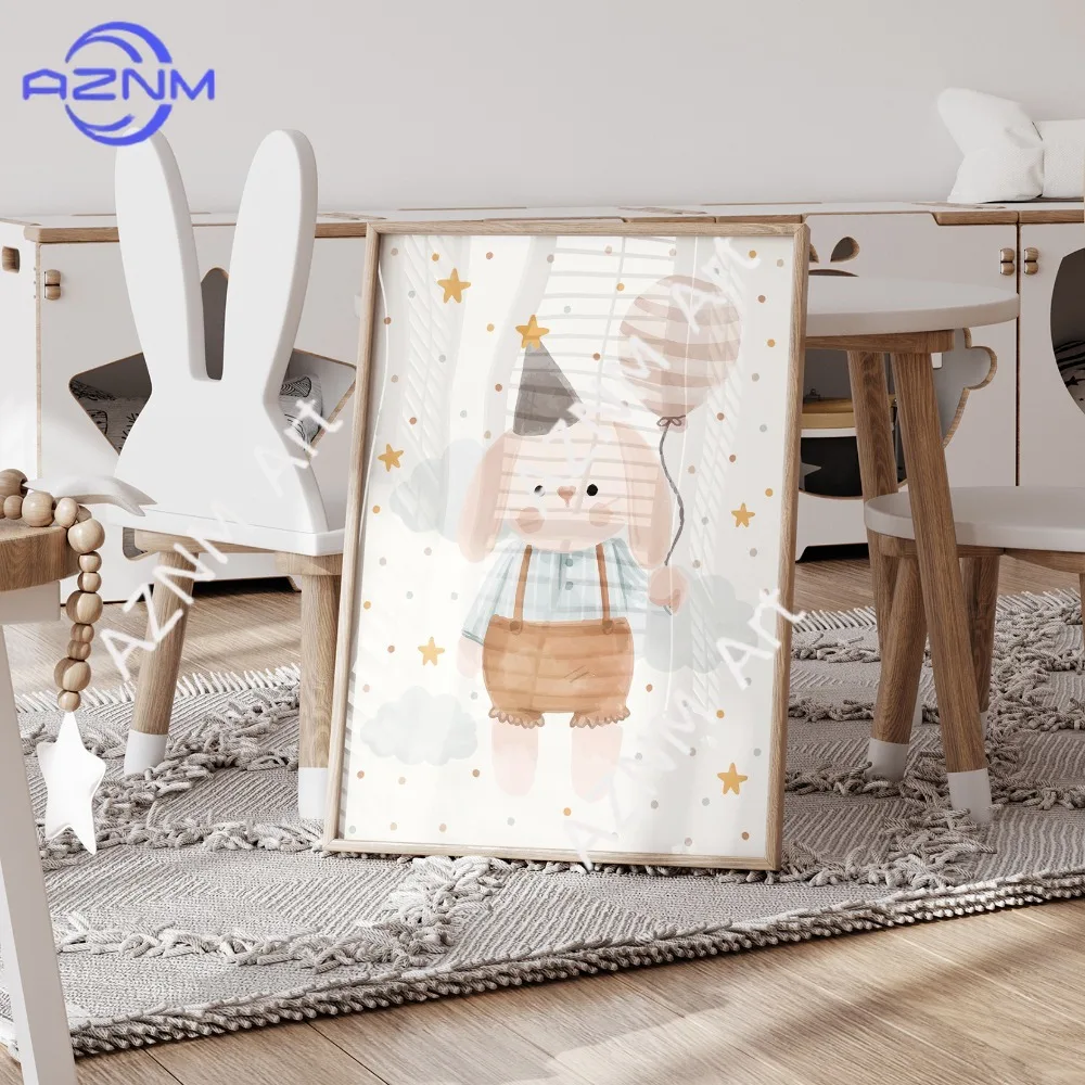 1Pc/3Pcs Cartoon Children Rainbow Rabbit Teddy Bear Wall Art Prints Canvas Painting Poster Picture For Living Room Home Decor