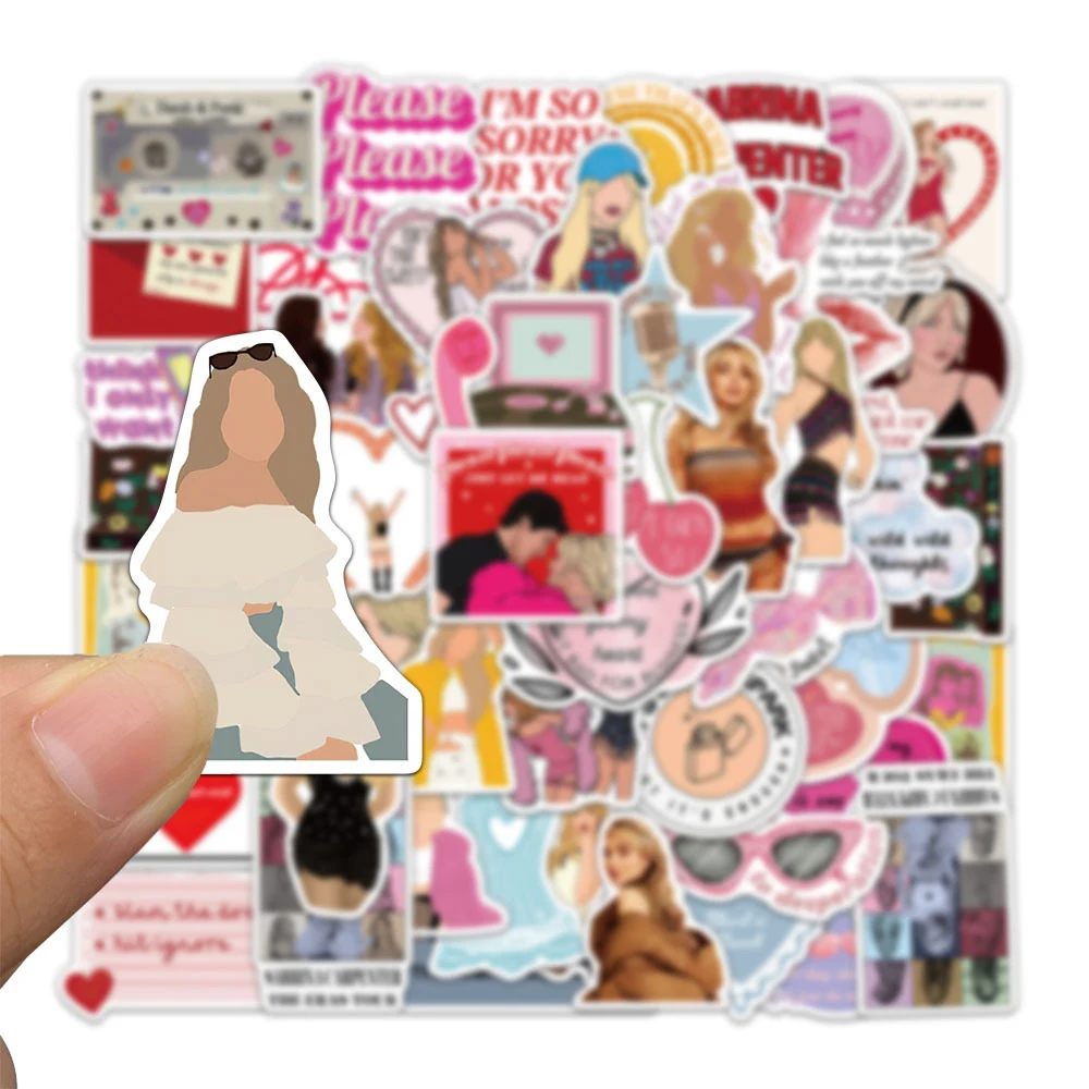 10/30/50 قطعة المغني الساخن سابرينا نجار ملصقات الكرتون ملصق مائي مقاوم للماء Laptop بها بنفسك محمول الأمتعة القرطاسية الغيتار الكتابة على الجدران ملصق