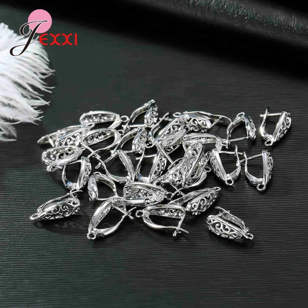 Hollow Design 925 Sterling Silver Ear Hooks zatrzaski biżuteria ustalenia kolczyki dla kobiet geometryczne akcesoria DIY Earwire — zdjęcie 7