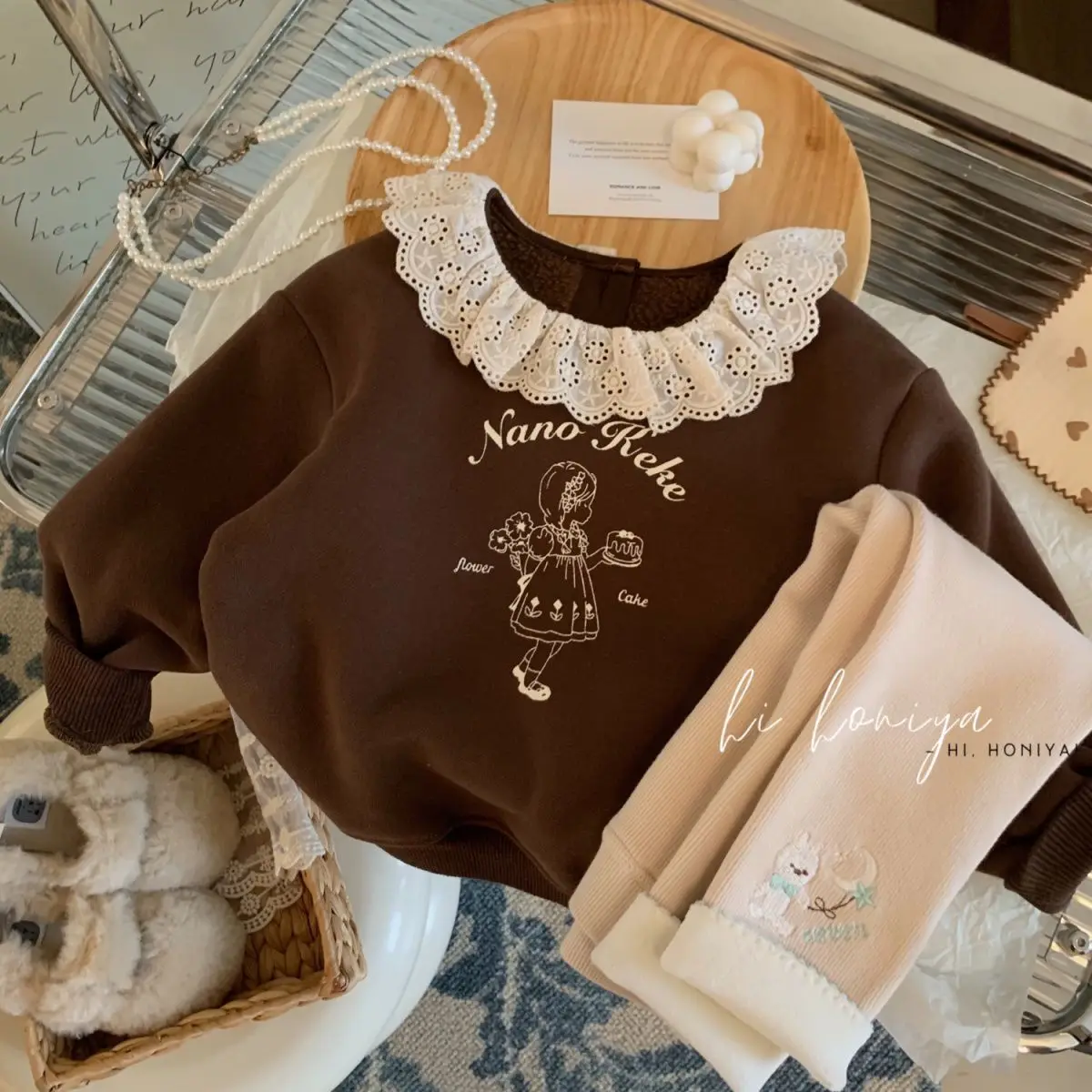 طفلة الملابس 1-6Y الاطفال الجوارب الكرتون الدب القمر المطرزة المخملية صوف مبطن شتاء دافئ طماق غير رسمية ملابس خارجية السراويل