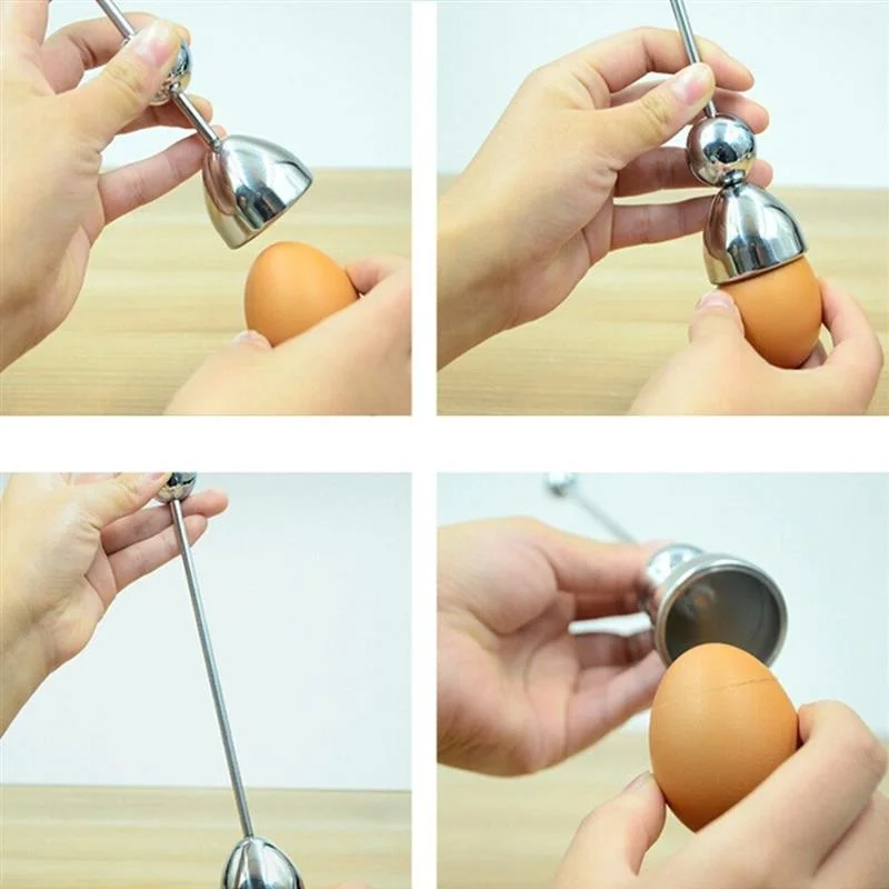 

New Practical Metal Egg Scissors Egg Topper Cutter Shell Opener Stainless Steel Boiled Raw Egg Open Creative Kitchen Tools Set